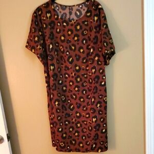 SHEIN Leopard Print Lounge Midi Dress - Brown and Black